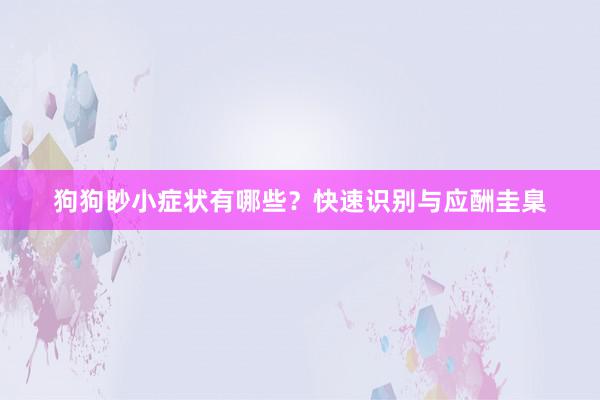 狗狗眇小症状有哪些？快速识别与应酬圭臬